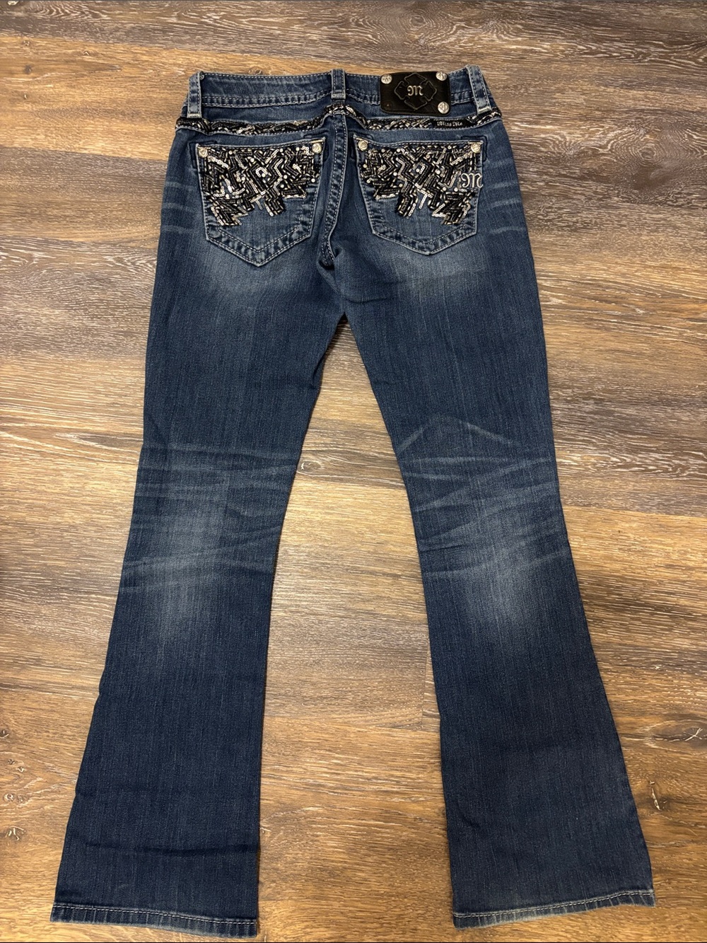 Miss Me Dark Blue Embellished Flare Jeans